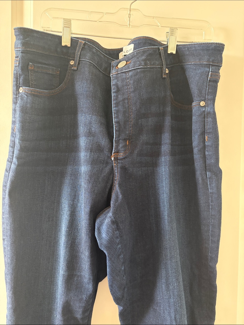 LOFT women’s Indigo Relaxed Jeans with button detailing at ankles
